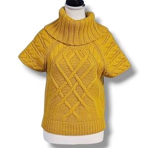 LOFT | WOOL BLEND SHORT SLEEVE FUNNEL NECK SWEATER KNIT TOP